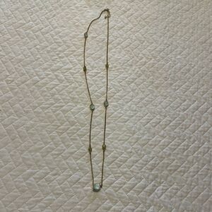 NWT Charming Charlie Gold Tone w Blue & Green Stones Wrap Necklace Earrings - OS